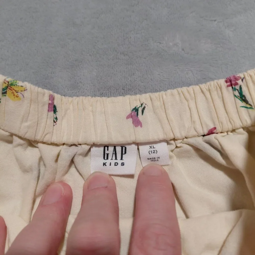Gap Kids Yellow Mini Floral Flutter Top Elastic Neck & Waist Sz XL (12)